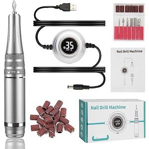 Elektrische nagelboor, 35000 RPM manicuremachine, elektrische nagelboor, draagbare nageldraaibank Elektrische manicuresnijderset, nagelgelpolijstmachine Salonapparatuur Gemakkelijk te gebruiken, voor