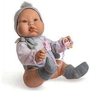 Chubby-pop met pichi van grijze wol. Een geschenk, lichaam van vinyl, 50 cm
