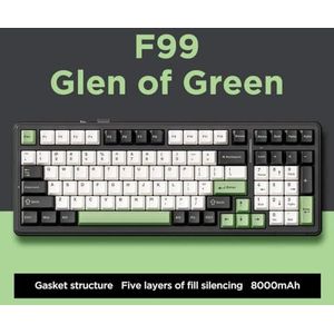 QPSJXN Aanpasbaar 99 Hot Swap Gaming-toetsenbord, RGB, mechanisch Bluetooth 5.0, 2.4g, draadloos bekabeld afdichtingsmontage-design, groen