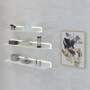Floating Wall Shelves, With Built-in Illuminated LED Light Suitable For Home, School, Shopping Mall, Office Decorative Ornaments Use (Color : Bianco, Size : 80x20x6cm)