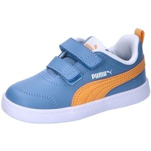 PUMA Courtflex V2 V Inf uniseks-baby Sneaker Low top, ZEN BLUE-CLEMENTINE-PUMA WHITE, 23 EU