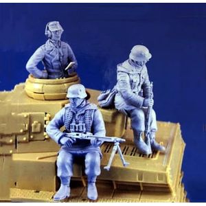 1/35 WWII Duitse tank soldaat hars modelkit ongeverfd en ongemonteerd hars modelonderdelen (3 mannen, geen tanks) //9X3z-1