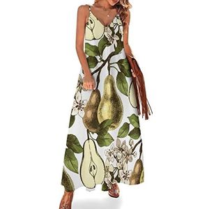 Pears Maxi-jurk voor dames, zomer, V-hals, mouwloos, spaghettibandjes, lange jurk