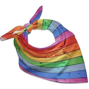 Rustieke oude schuur hout regenboog bandana's voor mannen vrouwen vierkante kop zijden sjaal lichtgewicht wrap nek zakdoek halsdoek 45,7 cm x 45,7 cm