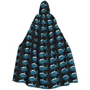 Blue Shark Unisex Oversized Hoed Cape Voor Halloween Kostuum Party Rollenspel