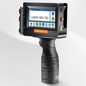 Mini Inkjet Printer 12,7 mm slimme handheld inkjetprinter, mobiel draagbaar klein, for het afdrukken van barcodes, QR-codes, labels en logo's instelbare afdrukhoogte(Printer black ink)