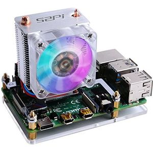 GeeekPi ICE Tower CPU-ventilator voor Raspberry Pi 4 Model B en Raspberry Pi 3B + en Raspberry Pi 3 Model B (transparant)
