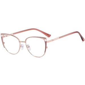 moomoobird Blauw licht blokkerende glazen vrouwen cat eye glazen frame metalen frame bril mode accessoires, Cameo Gold Frame, Large