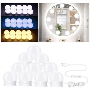 NVIYAM 10 led-spiegellampen met 3 kleuren, dimbaar, Hollywood kaptafelverlichting, make-up-lamp voor spiegel, geschikt voor make-upspiegel