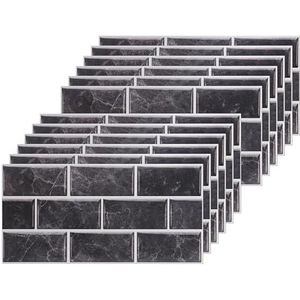 Keukentegels, zelfklevend, plakfolie, tegellook, tegelstickers, tegelstickers voor keukens, badkamers, muurkunst en interieurarchitectuur (zwart)