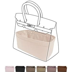 DGAZ Handbag Organizer Insert Fits Birkin 25/30/35/40, Silk Handbag Organizer, Silky Smooth, Luxury Purse & Tote Shaper (BK30, Craie)