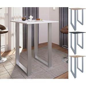 VCM Premium houten aluminium bartafel, statafel, bistrotafel, bartafel, Xona, 80 x 80 cm, zilver/Somoma-eiken