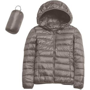 Damesjassen Met Capuchon For Dames Fleecejas Ritsjas Winter Warme Dikke Capuchon Lange Jassen Buiten(Gray,M)