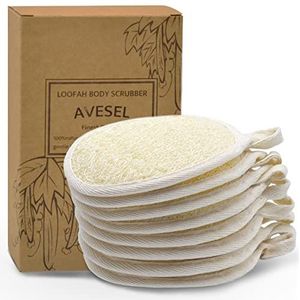 Luffa-sponspads (8 stuks), groot, 100% natuurlijke luchtfa- en badstofmaterialen, voor dames en heren