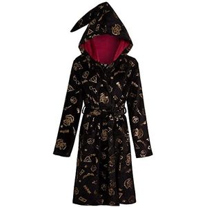 Harry Potter Dames ochtendjas tieners Deathly Hallows Hooded Badjas Gift, Zwart, S