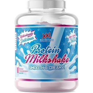 XXL Nutrition - Protein Milkshake - Eiwitshake Whey Concentraat & Calcium Caseïnaat - Eiwitgehalte 75% - Fresh Strawberry - 750 gram