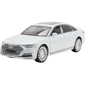Gegoten lichtmetalen automodel Voor Au&di A8 1:24 Luxe Auto Legering Auto Diecasts & Speelgoedvoertuigen Auto Model Geluid Trek Auto Speelgoed (Color : White)