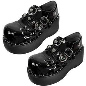 Fashion Punk Gothic schoenen Y2K Lolita schoenen platform gothic Lolita platform schoen Mary Jane High Heel Pumps, zwart licht, 37 EU