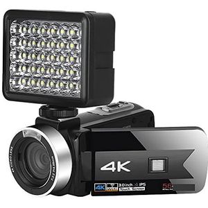 Digitale Camera, Live streaming camcorder 4K digitale videocamera's for fotografie Full Ultra HD Vlog-recorder Nachtzicht Webcam(64G SD Card,NA-U600-LT)