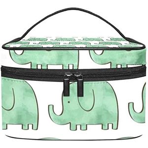 Olifant patroon make-up organizer tas, reismake-up tas organizer case draagbare cosmetische tas voor vrouwen en meisjes toiletartikelen, Meerkleurig, 22.5x15x13.8cm/8.9x5.9x5.4in