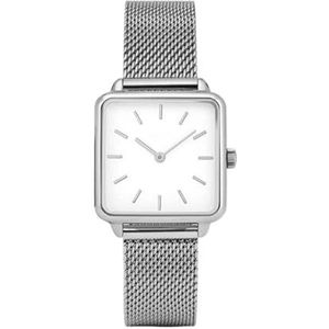 OPYTR dames horloges Vrouwen Horloges Mode Jurk Quartz Polshorloge Dames Staal Mesh Vierkante Horloge Klok Gift Polshorloge (Kleur: Zilver)