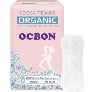 OCBON Ultradunne inlegkruisjes voor sanitair (regelmatig, 15,5 cm, 40 stuks), ultradun, geurloos, 100% biologisch katoen, zonder chemicaliën, extra zacht, ideaal voor de gevoelige huid.