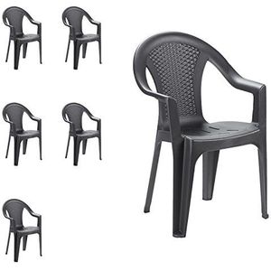 Mojawo 6 stuks stapelstoel tuinstoel bistrostoel tuinstoel stapelbaar rotan look balkonmeubilair tuinmeubelen antraciet