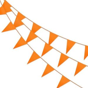 LUQ – Luxe Oranje Slingers – Vlaggenlijn 10 Meter - EK WK Koningsdag Slinger Versiering Feestversiering Vlaggen Decoratie