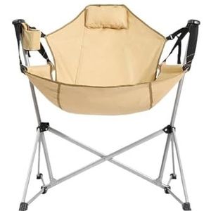 WENYOG Visstoelen Campingstoel Leisure Schommelstoel Hoge Rug Vouwfauteuil Camping Schommelstoel Tuin Schommelstoelen Opvouwbare Stoel Voor Buiten (Beige S)