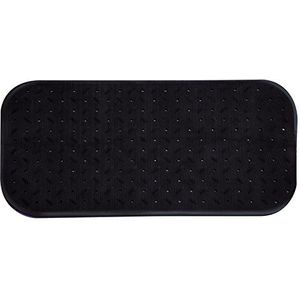 MSV Douche/bad anti-slip mat badkamer - rubber - zwart - 36 x 97 cm - met zuignappen - extra lang formaat