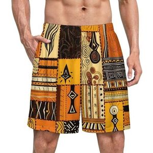 Afrikaanse etnische grappige pyjama shorts voor mannen pyjamabroek heren nachtkleding met zakken zacht