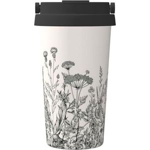 EdWal Bloemen Kruiden Botanische Gravure Print Geïsoleerde Koffie Cup Tumbler, Herbruikbare Koffie Reis Mok voor Warm/Ijs Koffie Thee Bier