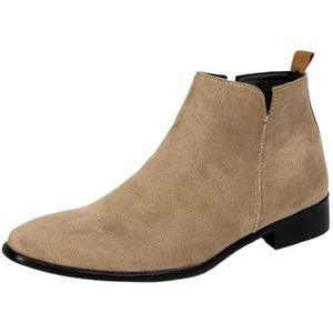 Chelsea Boots Casual Slip On Ankle Waterproof Mens Boots Men's Suede Chelsea Boots (Color : Beige-A, Size : EU 43)