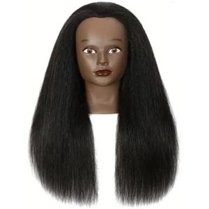 16-18 ""Mannequinhoofd met 100% echt mensenhaar for cosmetologie Mannequinhoofd Poppenhoofd Kapper Opleidingspraktijk(Head 4)