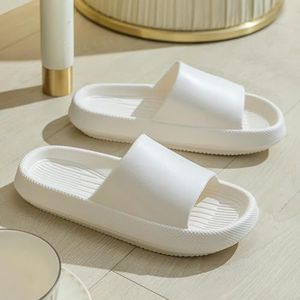 BDWMZKX Slippers Women's Summer Non-slip Slippers For Outdoor Use, Bathroom Bathing, Eva Indoor Home Sandals, Men's Home Wear Slippers-white-40-41 (small 1-2 Yards)