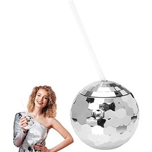 Sparkly Disco Ball Beker | Disco Flash Cocktailbeker | Disco Ball Flash Drinkbeker, Herbruikbare Rietjes Willekeurige Kleur voor Nightclub Bar