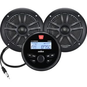 Marine Audio Systeem Stereo Speaker Pakket, Bluetooth, MP3 USB DAB+AM FM Marine Stereo - 2 x 6.5 Inch Zwarte Luidsprekers, Antenne
