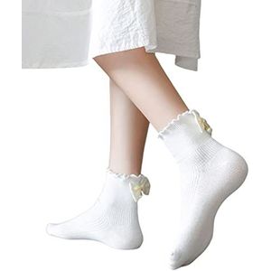 Mfacl Womens Sokken Lolita Socks Jk Meisje parel buis sokken vrouwelijke schattige lolita sokken Japanse boog effen kleur kousen (Color : White, Size : One size)