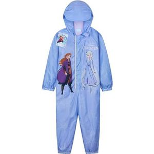 Disney Stitch Waterdichte overall voor baby's, meisjes, met fleecevoering, regenjas met ritssluiting, waterdicht, cadeau voor meisjes, IJskoningin blauw, 3-4 Jaren