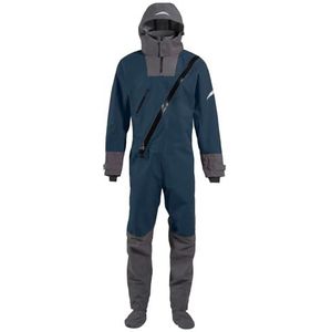 Droog pak voor mannen waterdichte stof droogpak met latex op nek en pols (blauw, L)