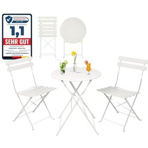Albatros Bistroset 3-delig, wit, bistrotafel met 2 stoelen, inklapbare stoelen en tafel van robuust metaal, optimaal als balkonmeubelset of tuinmeubelset in modern design