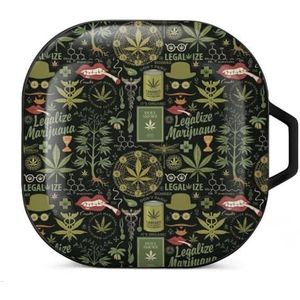 Legalize onkruid patroon oordopjes hoesje compatibel met Samsung hard shell beschermhoes zwart-stijl