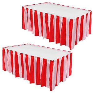 ASSR 2 STKS Rood & Wit Gestreepte Tafeldoeken, Carnaval Circus Tafel Rok, Party Thema Tafels Carnaval Circus Decoraties voor Halloween, Verjaardagsfeest