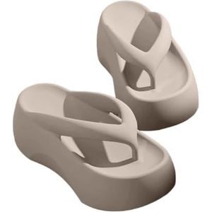 fengqingyunyan0304 Slides, teenslippers met 7 cm dikke zool voor dames, comfortabele zomersandalen voor strand en outdoor, voor dames en heren, grijs, 40 EU