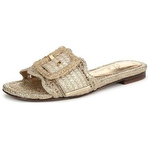 Sam Edelman Women's Bambi Flat Sandal, Amber Gold, 9