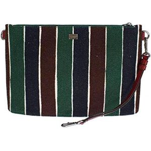 Dolce & Gabbana - - All - Dolce & Gabbana Multicolor Striped Linen Leather Organizer Hand Bag - Default Title