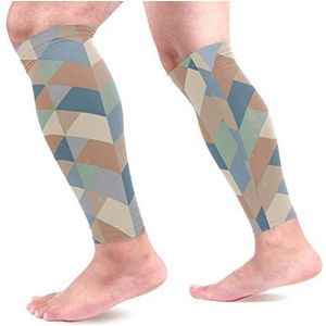EZIOLY Geometrische sport kalf compressie mouwen been compressie sokken kuitbeschermer voor hardlopen, fietsen, moederschap, reizen, verpleegkundigen