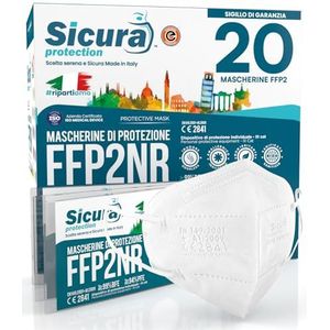 FFP2 mask CE gecertificeerd Gemaakt in Italië. Maskers BFE ≥99%. set van 20 mondkapjes ffp2 UV-C GESANITISEERD en individueel verzegeld masker