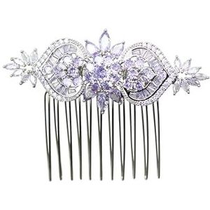 Faship Prachtige Violet Licht Paars CZ Crystal Bloemen Haar Kam