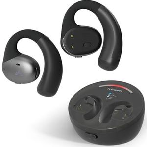 Avantree Medley Pebble- Draadloze oortelefoons met open oor voor tv-luisteren met Bluetooth-zender en oplaadstation, duidelij